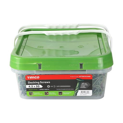 TIMCO Decking Screws - PZ - Double Countersunk - Exterior - Green (4.5 x 50, Tub of 2000)