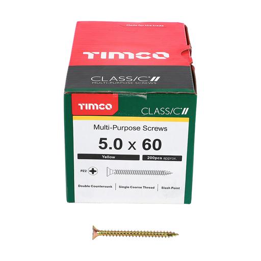 TIMco Classic Multi-Purpose Screws - PZ - Double Countersunk - Yellow 5.0x60mm