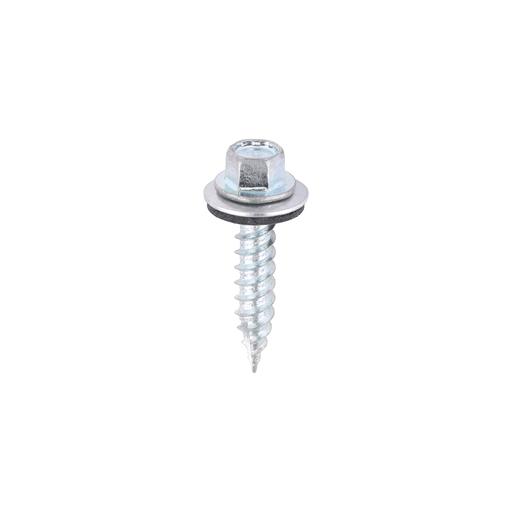 TIMCO Metal Construction Thin Sheet Metal To Timber Screws - Hex - Epdm Washer - Slash Point - Zinc (6.3 x 32, Bag of 100)