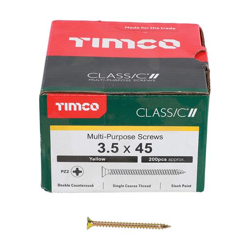 TIMco Classic Multi-Purpose Screws - PZ - Double Countersunk - Yellow 3.5x45mm