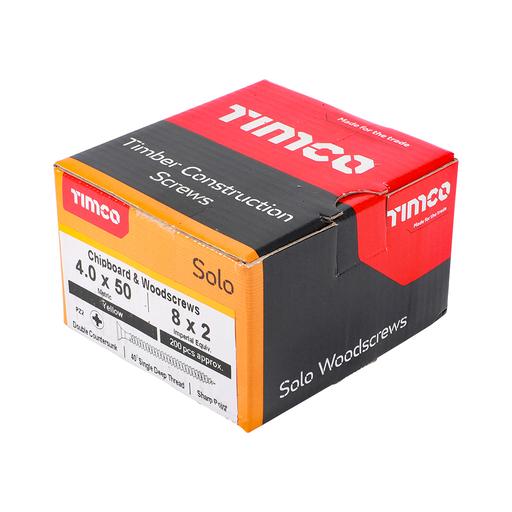 TIMco Solo Woodscrews - PZ - Double Countersunk - Yellow 4.0x50mm