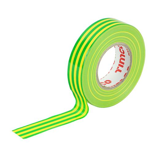 TIMCO Pvc Insulation Tape - Green & Yellow Stripe (25m x 18mm, Roll Pack of 10)