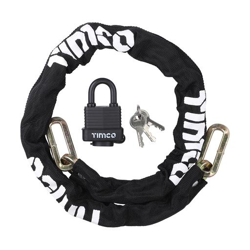 TIMCO Security Chain & Weatherproof Padlock (8mm x 1m, Bag of 2)