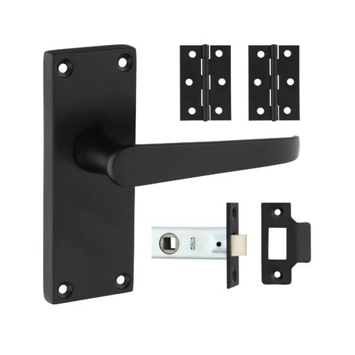 TIMCO Victorian Straight Latch Door Pack - Matt Black (Mixed, Box of 1)