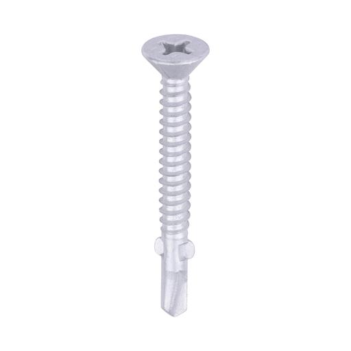 TIMCO Metal Construction Timber To Light Section Screws - Countersunk - Wing-Tip - Self-Drilling - Exterior - Silver Organic (5.5 x 50, Box of 200)