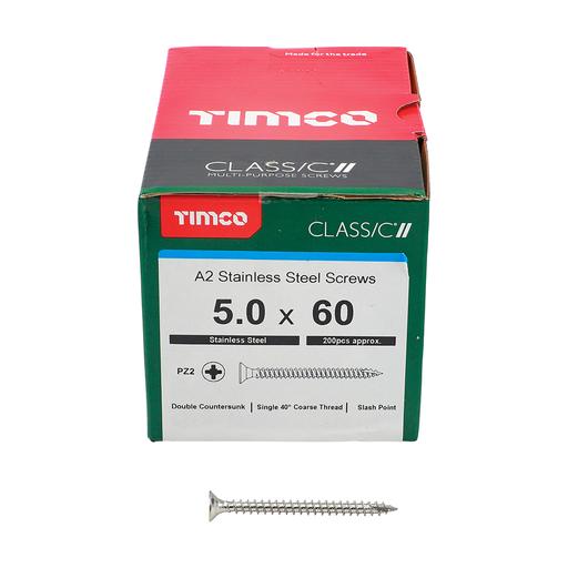 TIMco Classic Multi-Purpose Screws - PZ - Double Countersunk - Stainless Steel 5.0x60mm