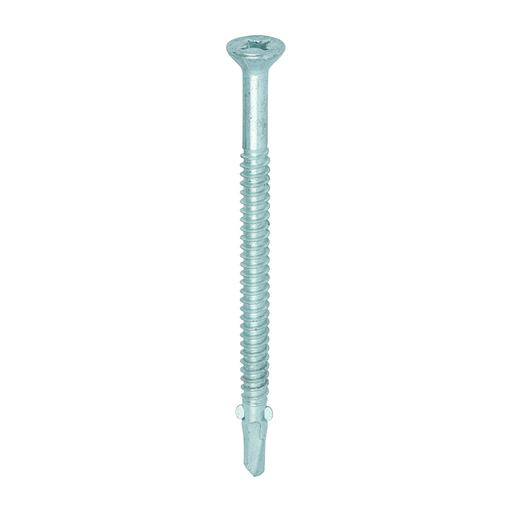 TIMCO Metal Construction Timber To Light Section Screws - Countersunk - Wing-Tip - Self-Drilling - Bi-Metal - Exterior - Silver Organic (5.5 x 85, Box of 100)