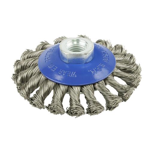 TIMCO Angle Grinder Bevel Brush - Twisted Knot Stainless Steel (100mm, Blister Pack of 1)