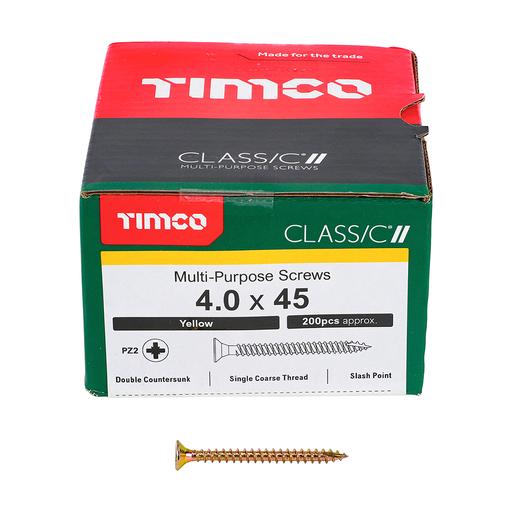 TIMco Classic Multi-Purpose Screws - PZ - Double Countersunk - Yellow 4.0x45mm
