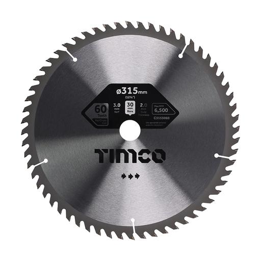 TIMCO Circular Saw Blade - Trimming/Crosscut - Medium/Fine (315 x 30 x 60T, Clamshell of 1)