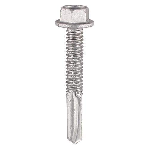 TIMCO Metal Construction Heavy Section Screws - Hex - Self-Drilling - Bi-Metal - Exterior - Silver Organic (5.5 x 38, Box of 100)