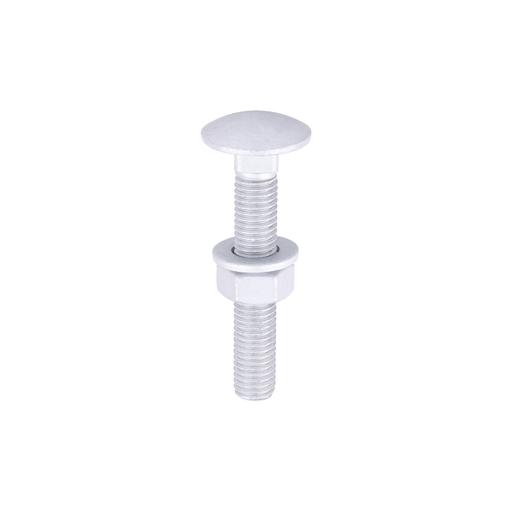 TIMCO Carriage Bolts Hex Nuts & Form A Washers - Dome - Exterior - Silver (M12 x 75, TIMbag of 10)