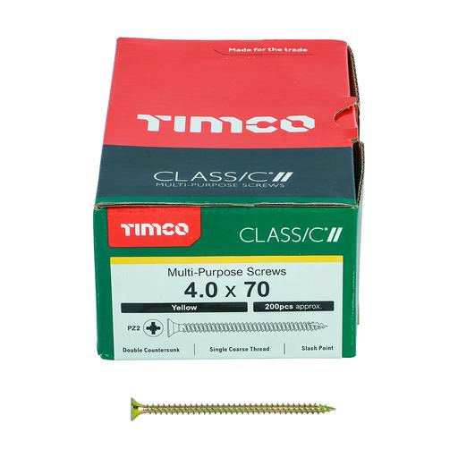 TIMco Classic Multi-Purpose Screws - PZ - Double Countersunk - Yellow 4.0x70mm