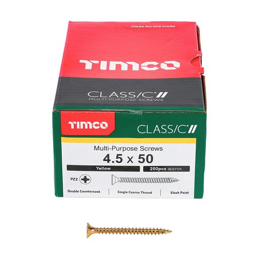 TIMco Classic Multi-Purpose Screws - PZ - Double Countersunk - Yellow 4.5x50mm