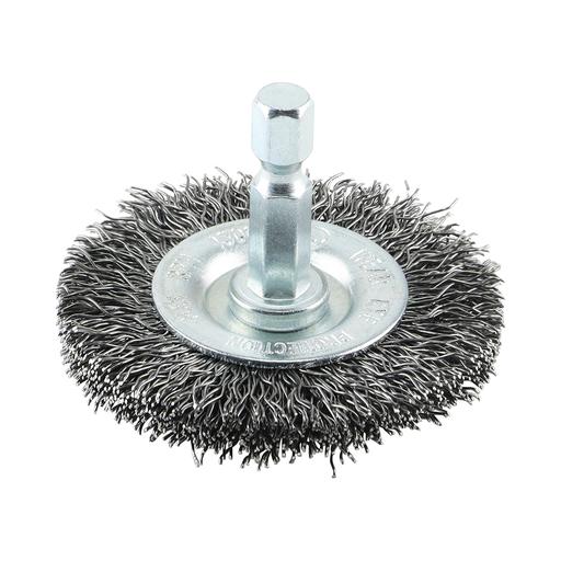 TIMCO Drill Wheel Brush - Crimped Steel Wire (50mm, Blister Pack of 1)