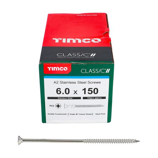 TIMco Classic Multi-Purpose Screws - PZ - Double Countersunk - Stainless Steel 6.0x150mm