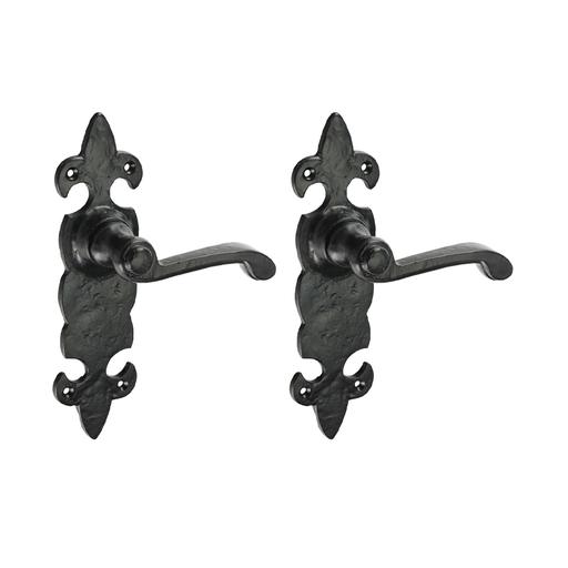 TIMCO Fleur De Lys Ornate Lever Latch Handles - Antique Black (195 x 55, Box of 1)
