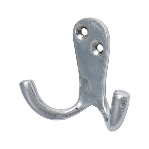 TIMCO Double Robe Hook - Polished Chrome (47 x 24mm, TIMpac of 1)