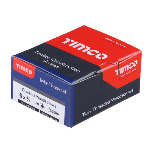 TIMCO Blackjax Woodscrews - PZ - Round - Black Organic (6 x 5/8, Box of 200)