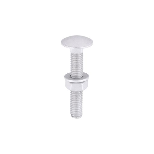 TIMCO Carriage Bolts Hex Nuts & Form A Washers - Dome - Exterior - Silver (M8 x 50, TIMbag of 10)