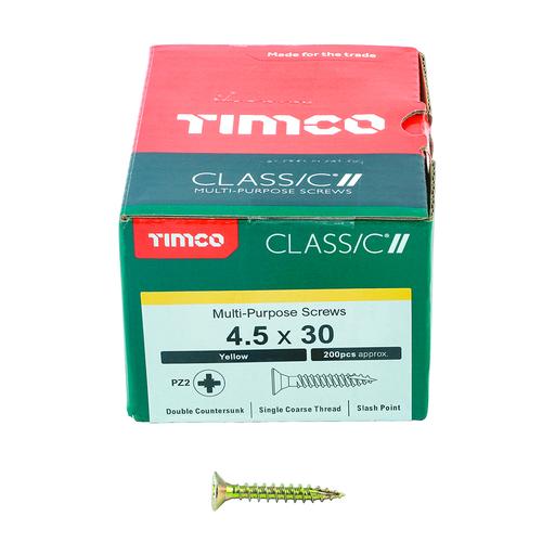 TIMco Classic Multi-Purpose Screws - PZ - Double Countersunk - Yellow 4.5x30mm