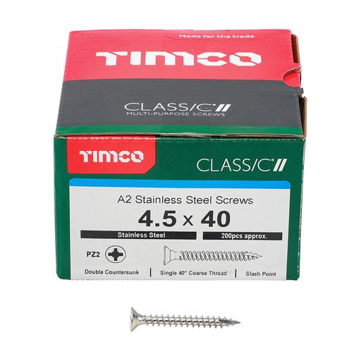 TIMco Classic Multi-Purpose Screws - PZ - Double Countersunk - Stainless Steel 4.5x40mm