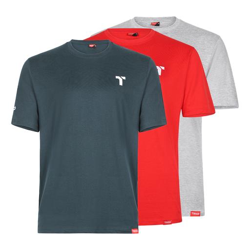 TIMCO Short Sleeve Trade T-Shirt Pack (X Large (Grey/Red/Green), Bag of 3)