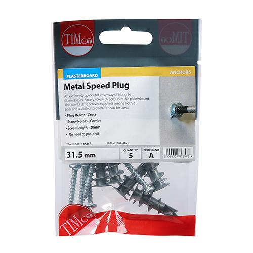 Metal Speed Plug With Screw, 37mm, 5pk