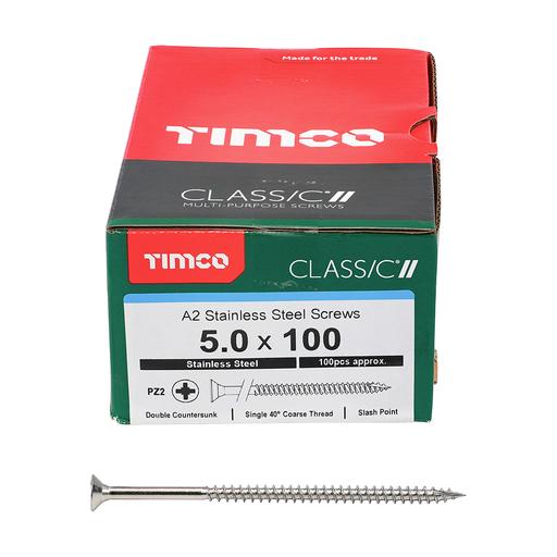 TIMco Classic Multi-Purpose Screws - PZ - Double Countersunk - Stainless Steel 5.0x100mm