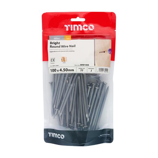 TIMCO Round Wire Nails - Bright (100 x 4.50, TIMbag of 1)