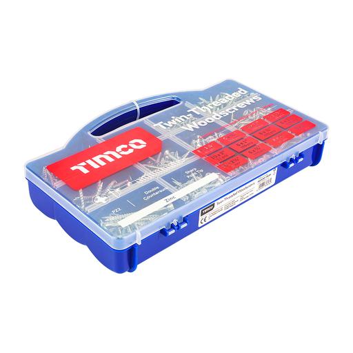 TIMCO Twin-Threaded Woodscrews - Mixed Tray - PZ - Double Countersunk - Zinc (1,140pcs, Tray of 1140)