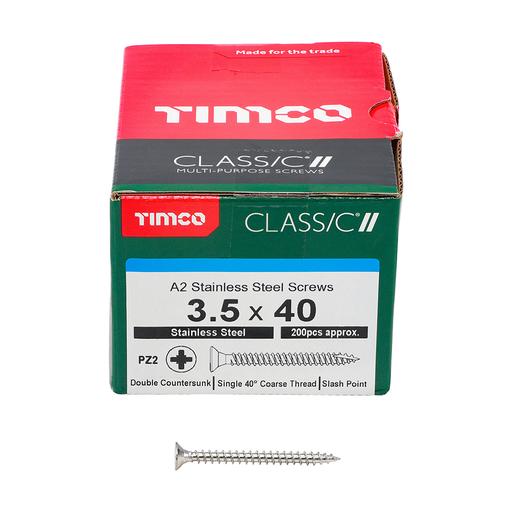 TIMco Classic Multi-Purpose Screws - PZ - Double Countersunk - Stainless Steel 3.5x40mm