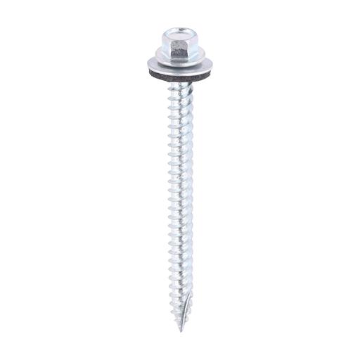 TIMCO Metal Construction Thin Sheet Metal To Timber Screws - Hex - Epdm Washer - Slash Point - Zinc (6.3 x 80, Bag of 100)