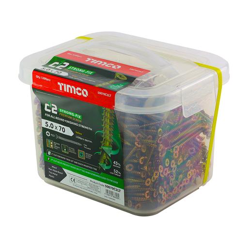 TIMCO C2 Strong-Fix - PZ - Double Countersunk - Twin-Cut - Yellow (5.0 x 70, Tub of 1200)