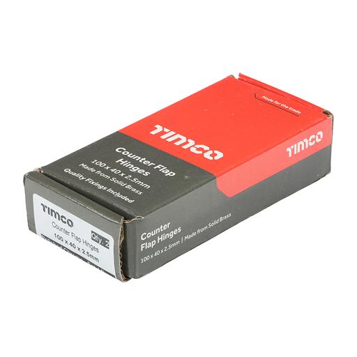 TIMCO Counterflap Hinge - Solid Brass - Polished Chrome (100 x 40, Box of 1)