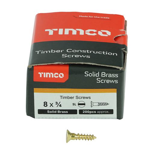 TIMco Solid Brass Woodscrews - SL - Countersunk 4.0x20mm