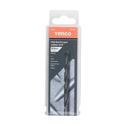 TIMCO Roll Forged Jobber Drills - HSS (8.0mm, Tube of 5)