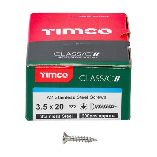 TIMco Classic Multi-Purpose Screws - PZ - Double Countersunk - Stainless Steel 3.5x20mm