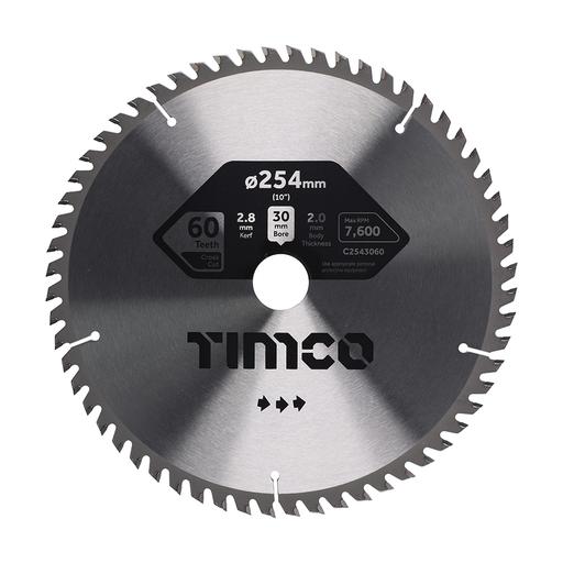 TIMCO Circular Saw Blade - Trimming/Crosscut - Medium/Fine (254 x 30 x 60T, Clamshell of 1)