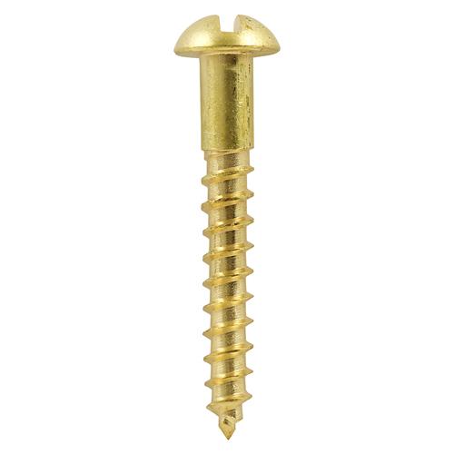 TIMCO Solid Brass Timber Screws - Slot - Round (8 x 1 1/2, Box of 200)