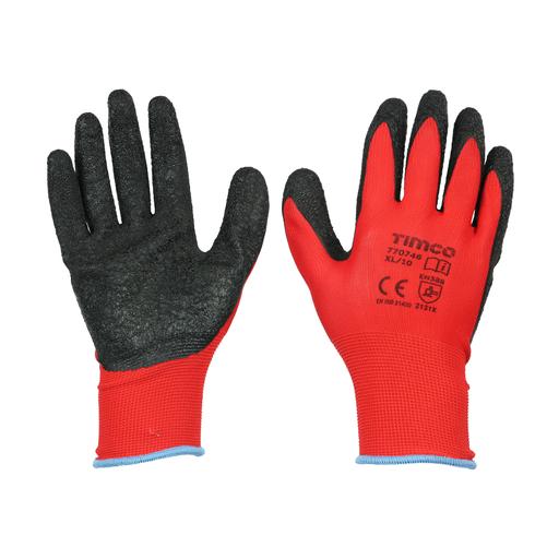 TIMCO Light Grip Gloves - Crinkle Latex Coated Polyester (X Large, Backing Card of 1)