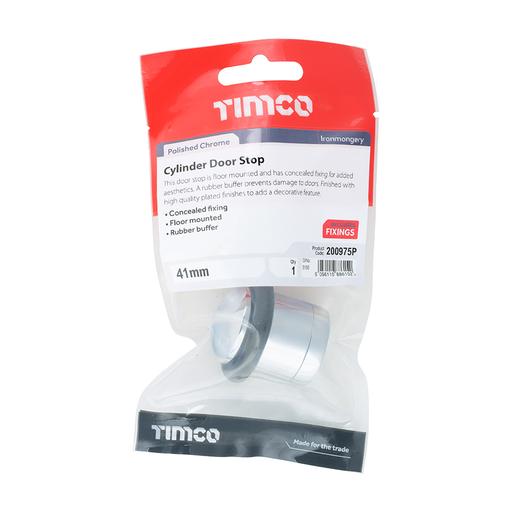TIMCO Cylinder Door Stop - Polished Chrome (41mm, TIMpac of 1)