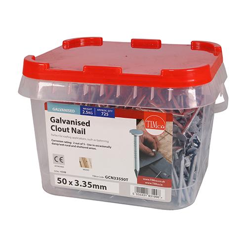 TIMCO Clout Nails - Galvanised (50 x 3.35, TIMtub of 2.5)