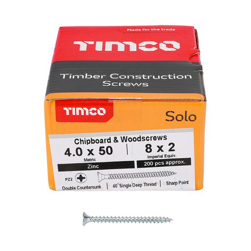 TIMco Solo Woodscrews - PZ - Double Countersunk - Zinc 4.0x50mm