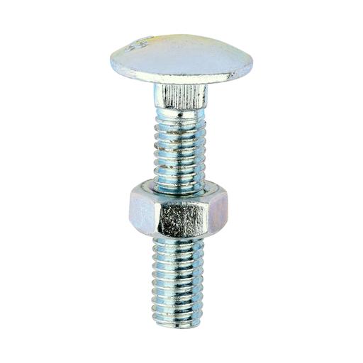 TIMCO Carriage Bolts & Hex Nuts - Zinc (M6 x 30, Box of 200)