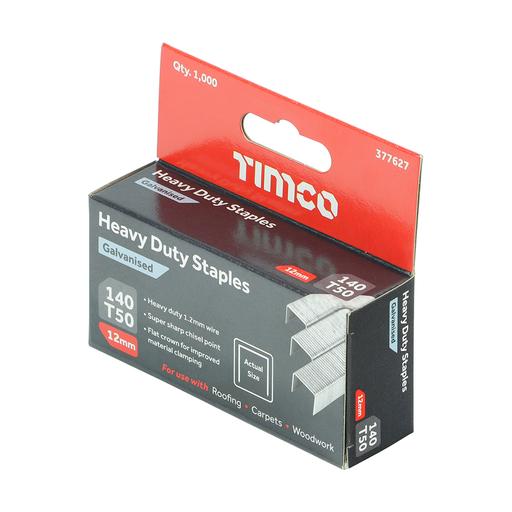 TIMCO Heavy Duty Staples - Chisel Point - Galvanised (12mm, Box of 1000)