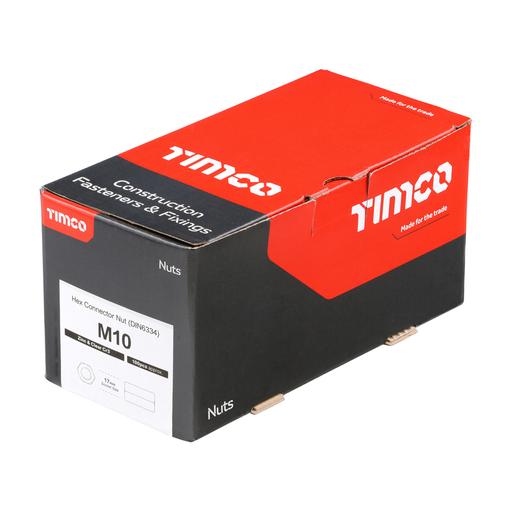 TIMCO Hex Connector Nuts - Zinc (M10, Box of 100)