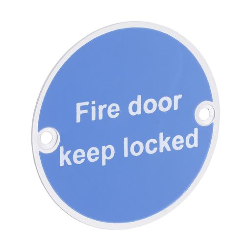 TIMCO Fire Door Keep Locked Sign - Satin Anodised Aluminium (76mm, TIMpac of 1)
