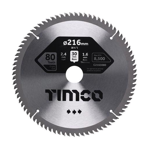 TIMCO Circular Saw Blade - Fine Trim/Finishing - Extra Fine (216 x 30 x 80T, Clamshell of 1)