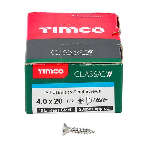 TIMco Classic Multi-Purpose Screws - PZ - Double Countersunk - Stainless Steel 4.0x20mm
